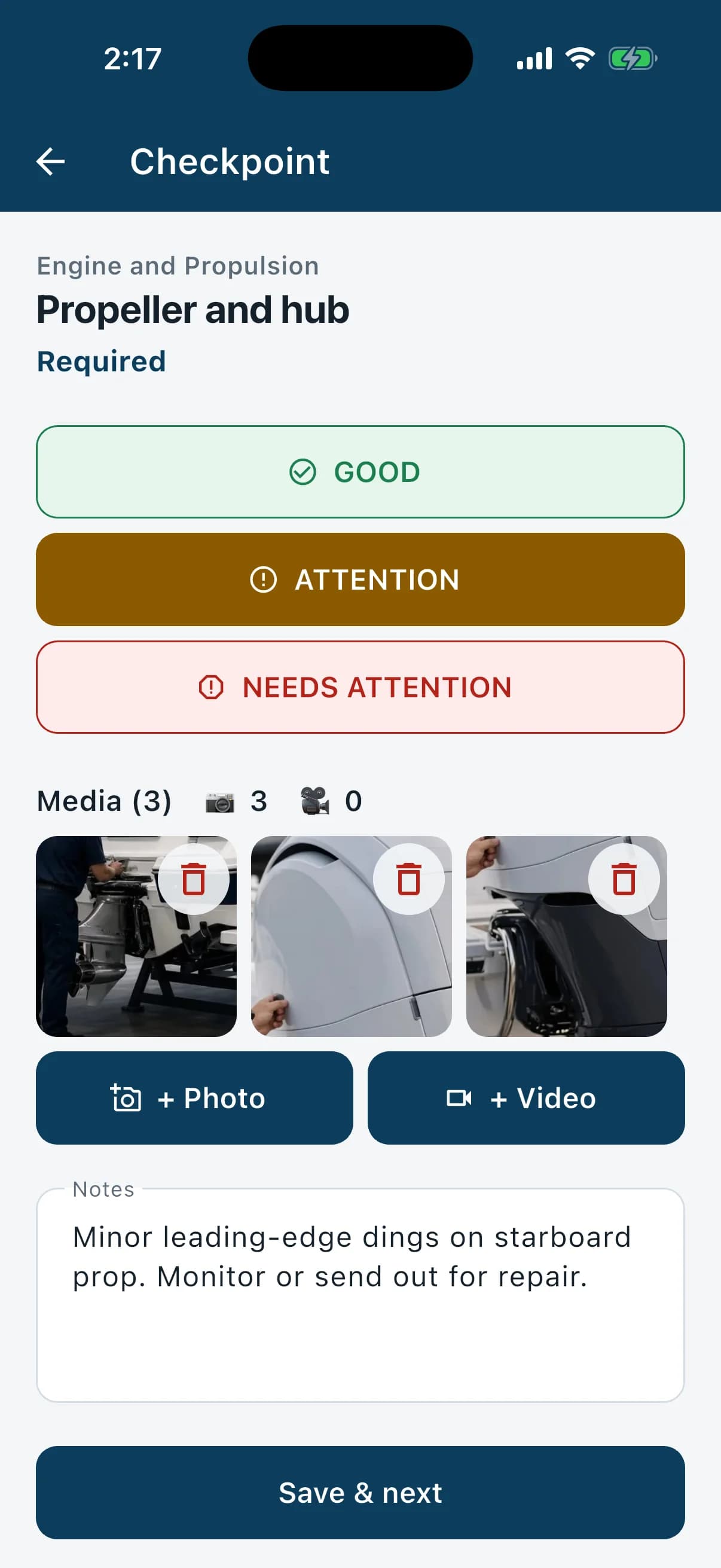 MarineInspect mobile app: photo and video capture
